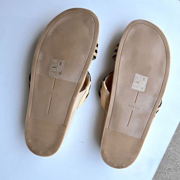 Dolce Vita Selda Raffia Slide Sandals Cork Look Sole Women’s Sz 8.5 - Picture 8 of 9